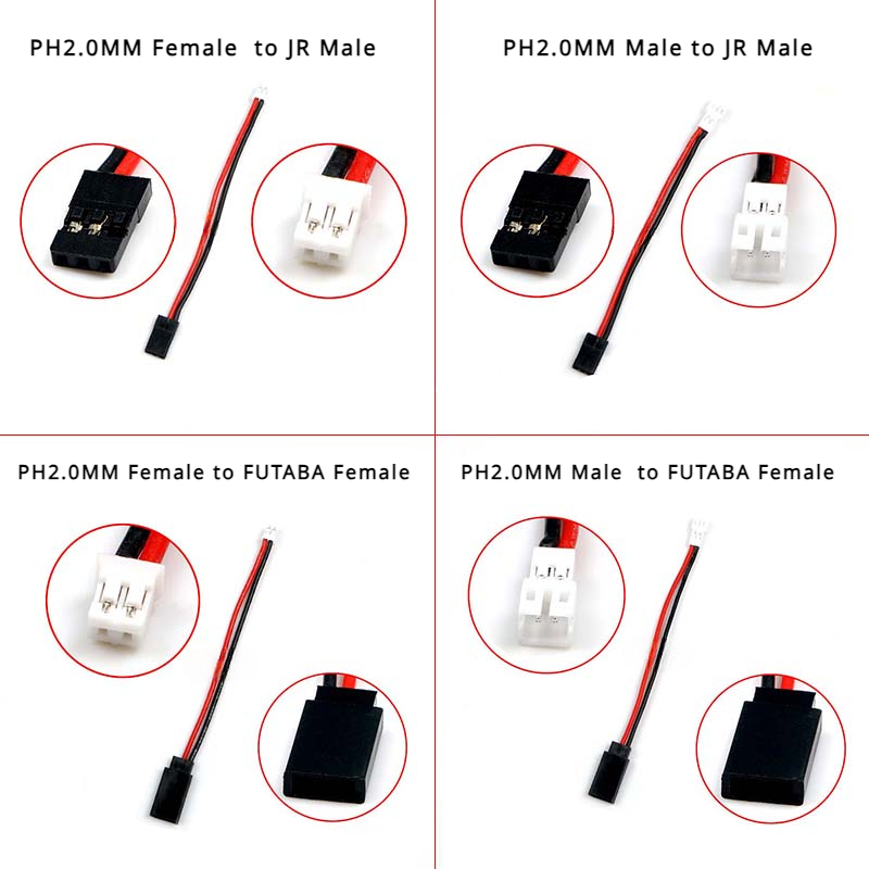 Rc Hobby Grade - ขั้วต่อ PH2.0สำหรับงานอดิเรก, 1/5/10ชิ้น/ล็อตสำหรับ jr/futaba อะแดปเตอร์สายชาร์จนำสำหรับ RC