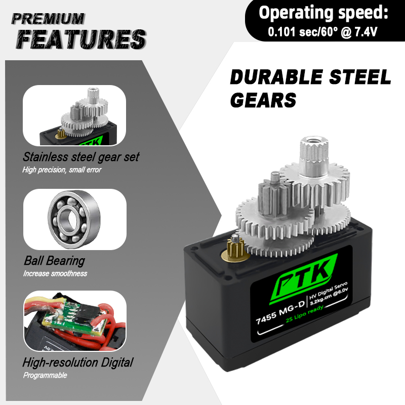 PTK 7455MG-D เซอร์โว 12g เซอร์ - Rc Hobby Grade บทวิจารณ์และราคา